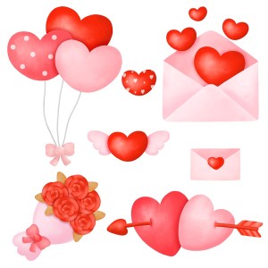 Hình minh họa trái tim cùng hoa dịp valentine file vector mẫu số 275