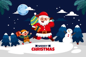 Ảnh minh họa đêm giáng sinh và ông già noel  File vector