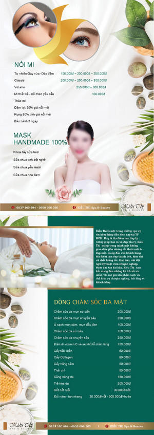 Mẫu menu spa làm đẹp M20 file Corel