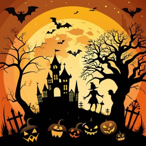 Background lâu đài ma quái halloween file EPS - mẫu số 170