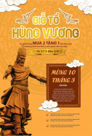 Poster khuyến mại ngày giỗ tổ Hùng Vương 10-3 mẫu 07 file AI