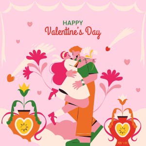 Banner bục trái tim hồng ưu đãi ngày valentine file vector mẫu số 656