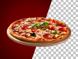 Hình minh họa bánh pizza xúc xích file PSD mẫu P41