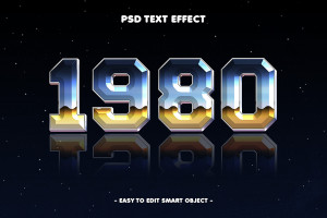 Hiệu ứng chữ 3D màu bạc file PSD mẫu HU1022