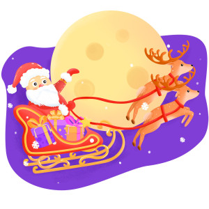 Ảnh minh họa ông già noel và tuần lộc kéo xe file PSD