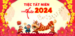 Backdrop múa lân dịp tiệc tất niên chào xuân 2024 - File EPS