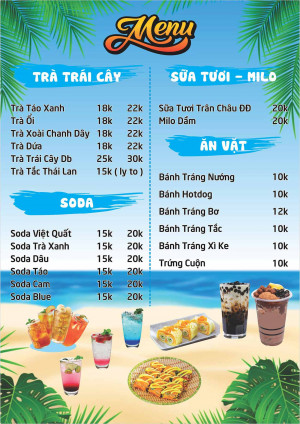 Menu tiệm trà sữa file EPS