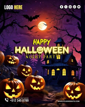 Poster lễ hội halloween kinh dị file PSD mẫu MB289