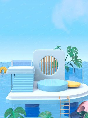 Background bể bơi trẻ em file C4D