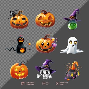 Hình minh họa nhân vật trang trí lễ hội halloween file PSD mẫu MB423