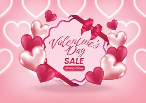 Banner giảm giá ngày valentine nền hồng file vector mẫu số 681