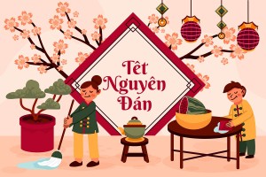 Banner gia đình chuẩn bị đón tết nguyên đán file vector - mẫu số 163