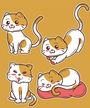 Bộ sưu tập cảm xúc của chú mèo cute file vector mẫu CM11