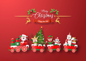 Background đoàn tàu của ông già noel file EPS