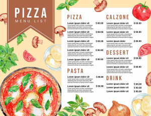 Mẫu menu nhà hàng Pizza P62 file AI và EPS