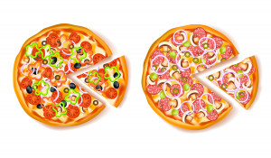 Hình minh họa hai chiếc bánh Pizza K48 file EPS