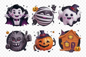 Hình minh họa nhân vật trang trí lễ hội halloween file PSD mẫu MB410