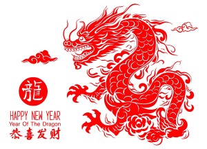 Banner con rồng uốn lượn màu đỏ file vector mẫu PT41