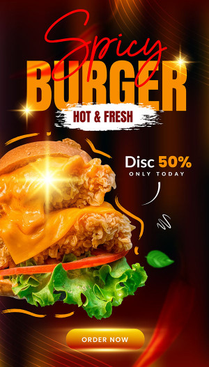 Poster quảng cáo burger gà rán C48 file EPS