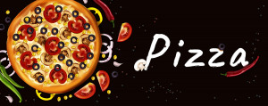 Banner quảng cáo Pizza với nấm và cà chua P73 file AI và EPS