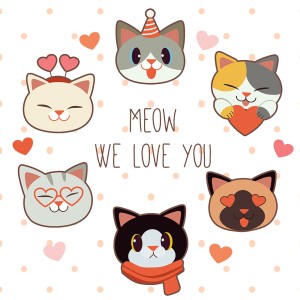 Bộ sưu tập biểu cảm những chú mèo cute file vector mẫu CM64