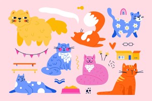 Hình ảnh những chú mèo cute file vector mẫu CM63