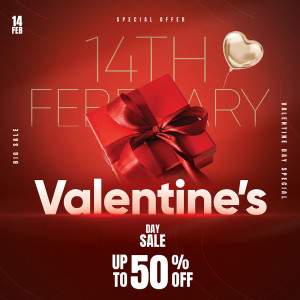 Poster hộp quà ngày valentine file PSD mẫu V35