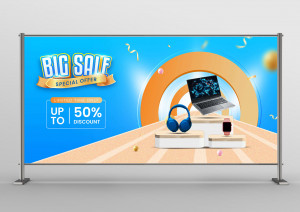 Backdrop big sale 50% sản phẩm đồ điện tử file EPS