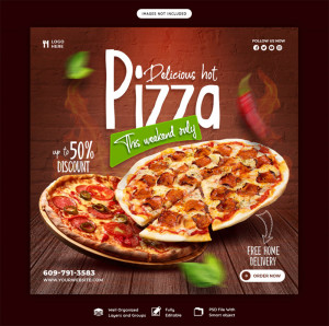 Banner quảng cáo bánh pizza lạp xưởng file PSD - mẫu số 525