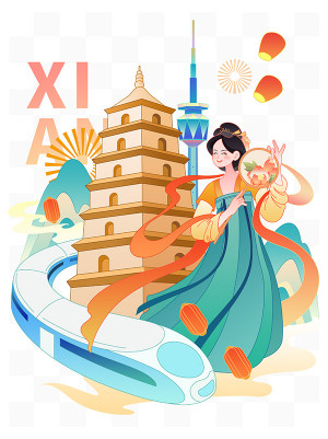 Hình minh họa du lịch Trung Quốc file PSD - mẫu số 19