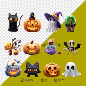 Hình minh họa nhân vật trang trí lễ hội halloween file PSD mẫu MB255