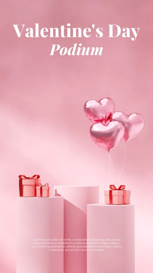 Poster ngày valentine nền hồng hình ảnh hộp quà tặng file PSD mẫu số 503