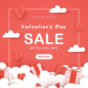 Banner sale hộp quà ngày valentine file vector mẫu BV246