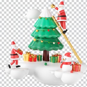 Hình ảnh ông già noel trang trí cây thông file PNG mẫu BN14