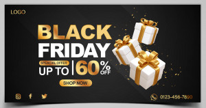 Mẫu phiếu giảm giá ngày black friday D04 file PSD