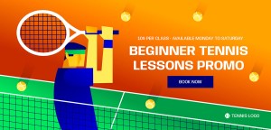 Banner vận động viên đánh tennis file vector mẫu HV44