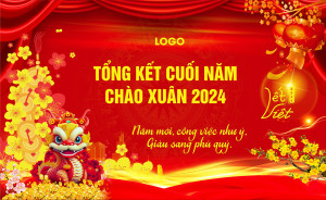 Backdrop tổng kết cuối năm 2023. Chào đón 2024 - File Corel