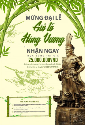 Poster khuyến mại nhân ngày giỗ tổ Hùng Vương 10-3 mẫu 06 file AI