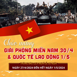 Thông báo lịch nghỉ lễ 30.4 - 01.5 mẫu 65 file PSD