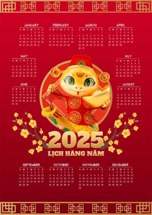 Bộ lịch 2025 xuân ất tỵ file PSD mẫu số 721