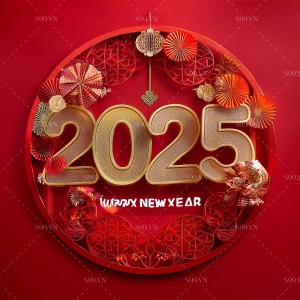 Background số năm mới 2025 nền màu đỏ file JPG mẫu 25R1081