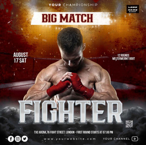 Poster võ sĩ thi đấu boxing A41 file PSD