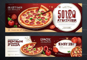 Banner quảng cáo bánh Pizza với quả cà chua K18 file JPG