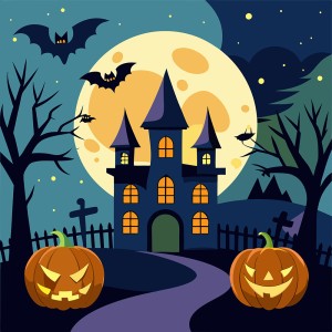 Hình minh họa lâu đài đêm hội halloween file EPS - mẫu số 119