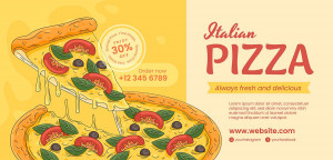 Banner quảng cáo Pizza kiểu Ý P63 file AI và EPS