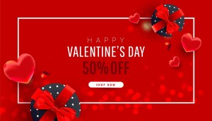 Banner sale ngày valentine nền đỏ file vector mẫu số 719