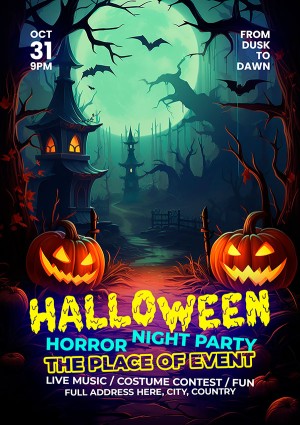 Poster lễ hội halloween file PSD mẫu MB171