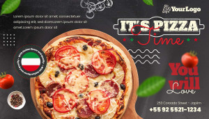 Banner quảng cáo bánh Pizza phô mai và cà chua K111 file AI và EPS