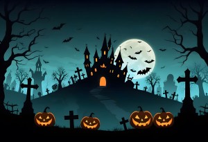 Background lâu đài ma quái lễ hội halloween file EPS - mẫu số 159