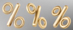 Phần trăm màu vàng gold 3D vector mẫu số 401